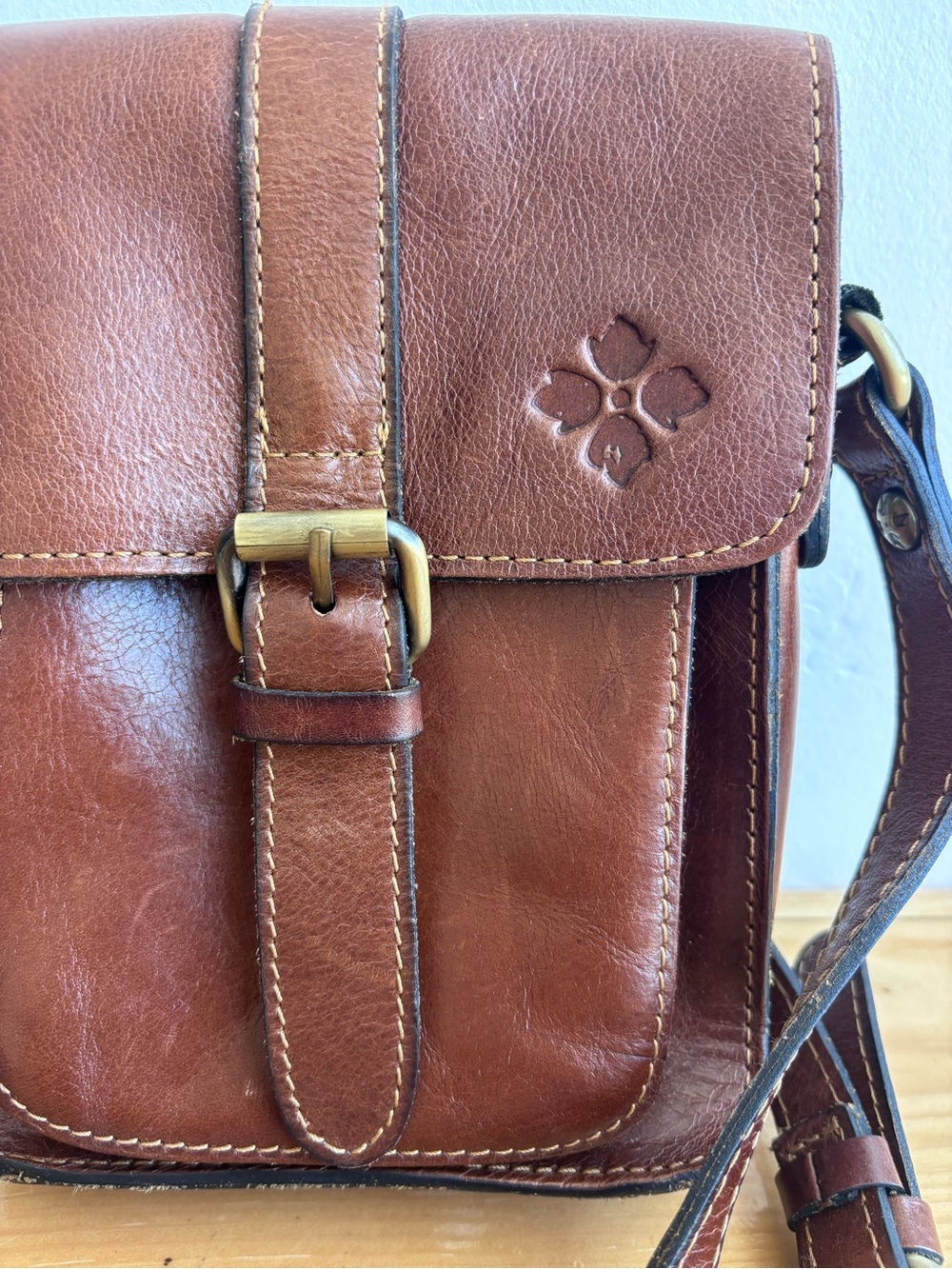 PATRICIA NASH CASCINA CROSSBODY BAG with Buckle LEATHER Cognac - Picture 5 of 15